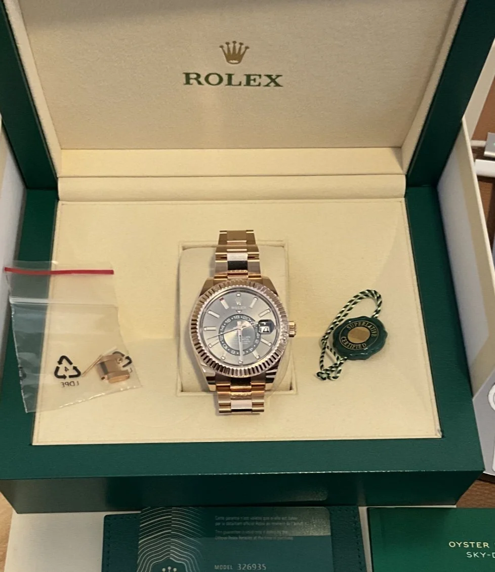 Rolex Sky-Dweller Everose Reference 326935 Rhodium Dial Full Set
